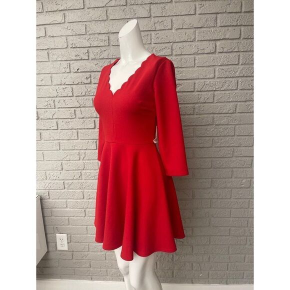 B. Darlin Fit and Flare Red Scallop Neckline Dress Size 5/6 juniors - Picture 3 of 8